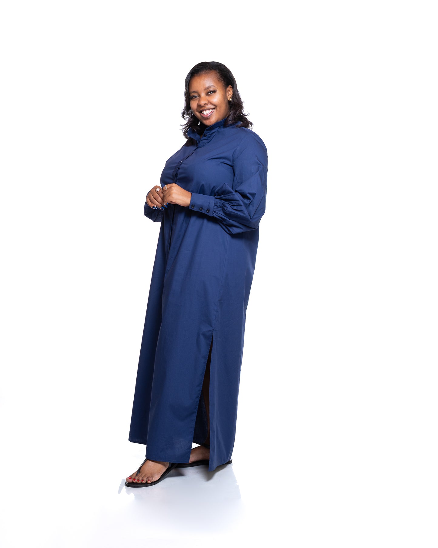 Pemba Maxi Shirt Dress In Navy