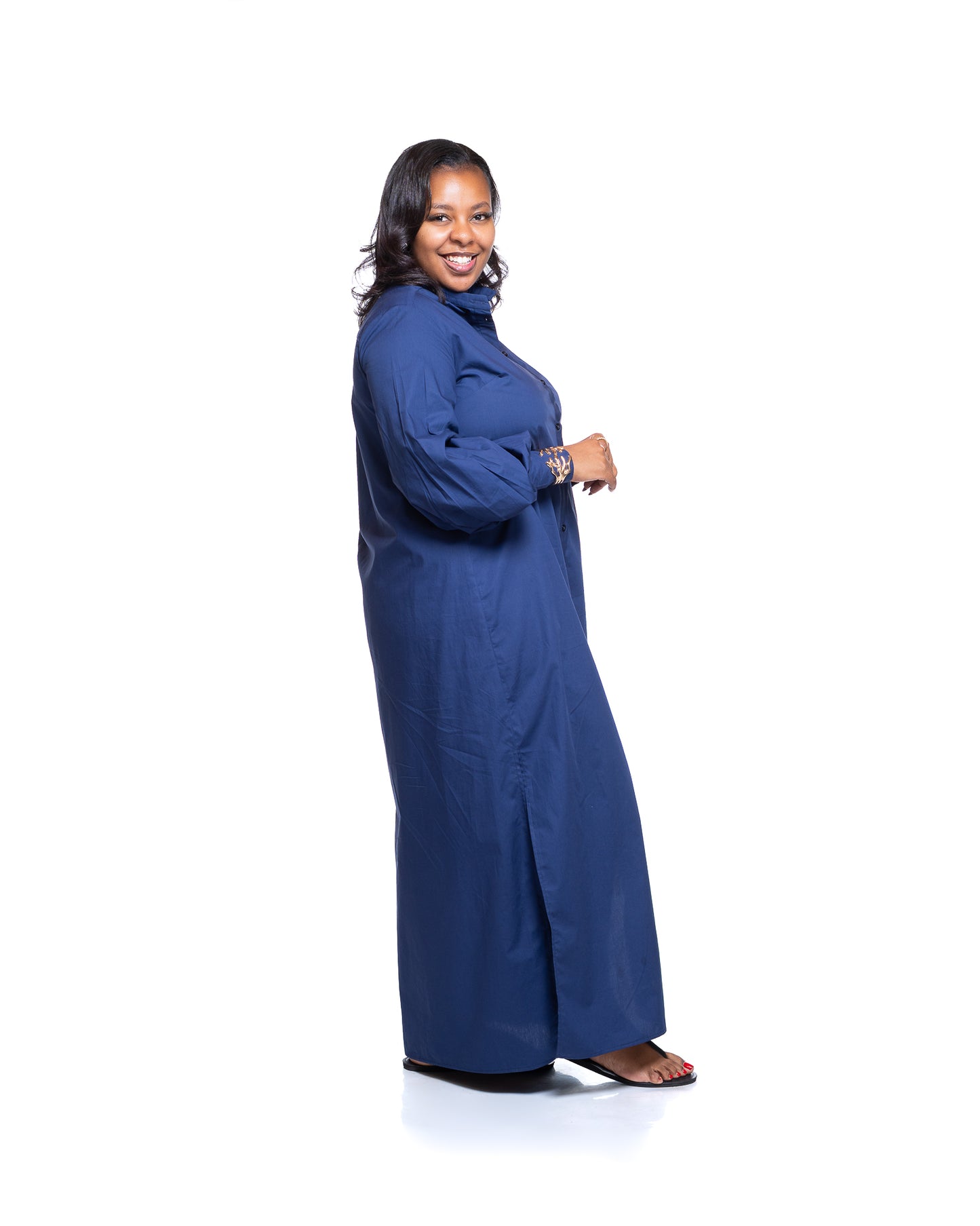 Pemba Maxi Shirt Dress In Navy