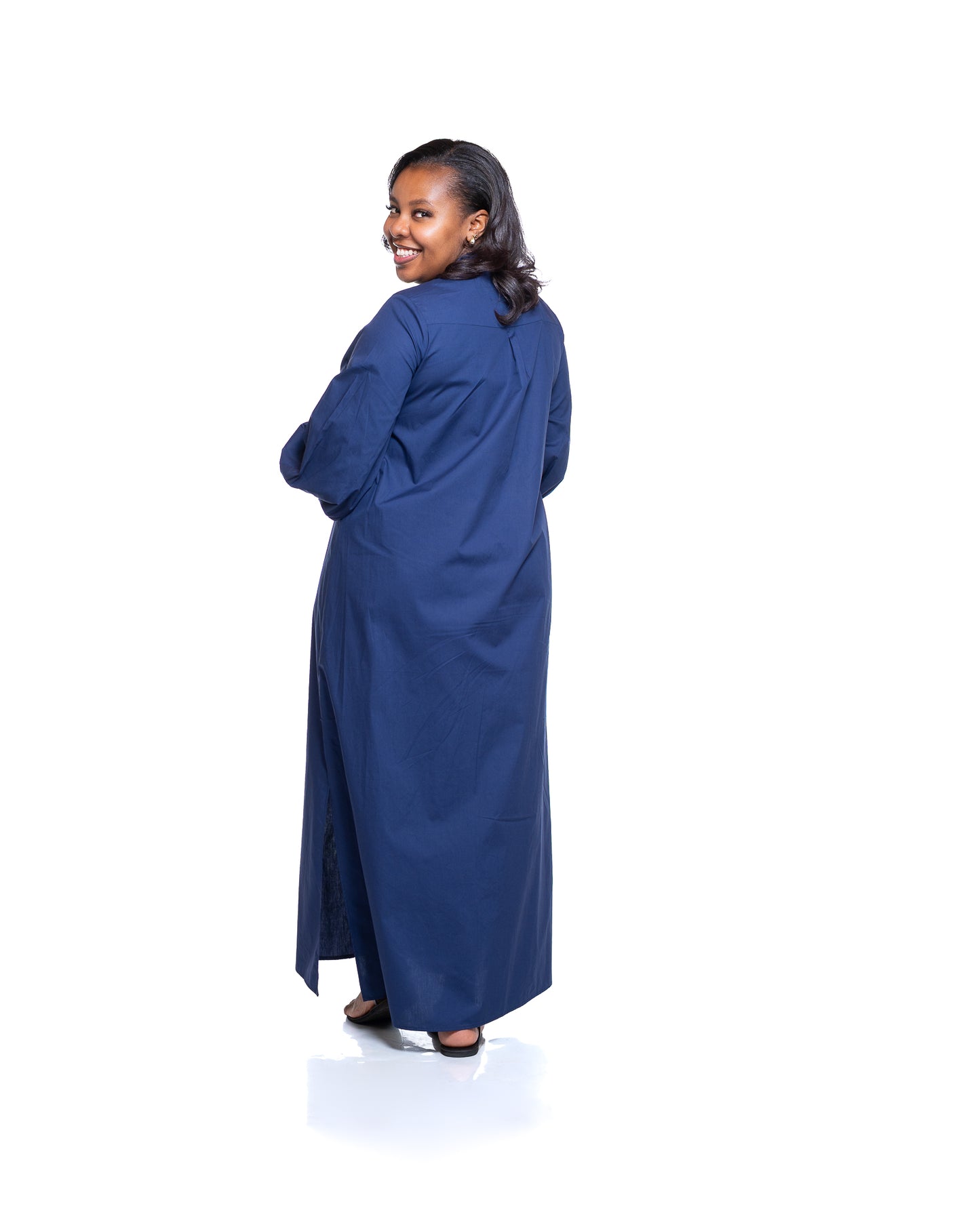 Pemba Maxi Shirt Dress In Navy