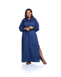 Pemba Maxi Shirt Dress In Navy