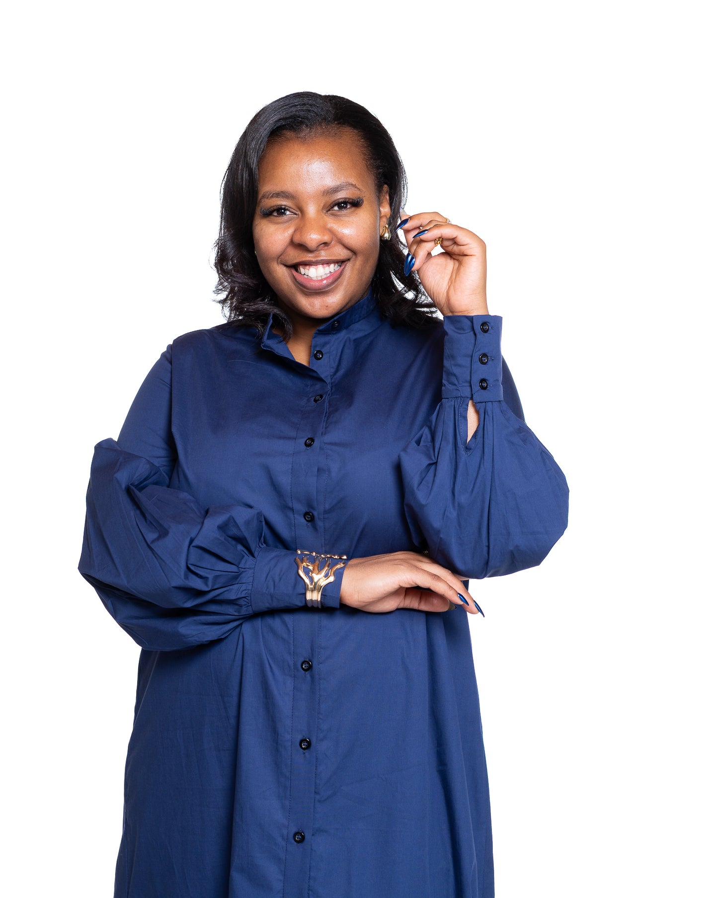 Pemba Maxi Shirt Dress In Navy