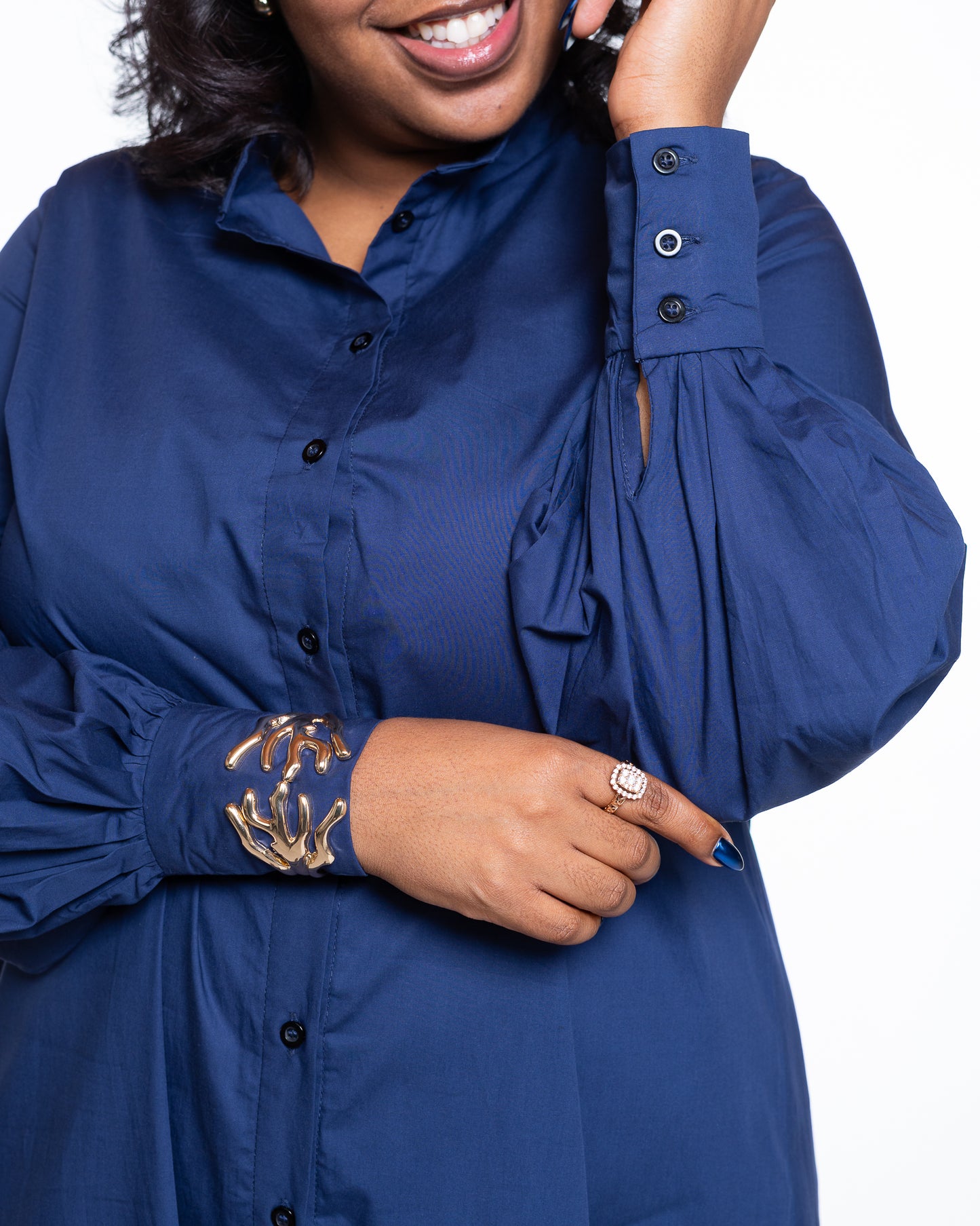 Pemba Maxi Shirt Dress In Navy