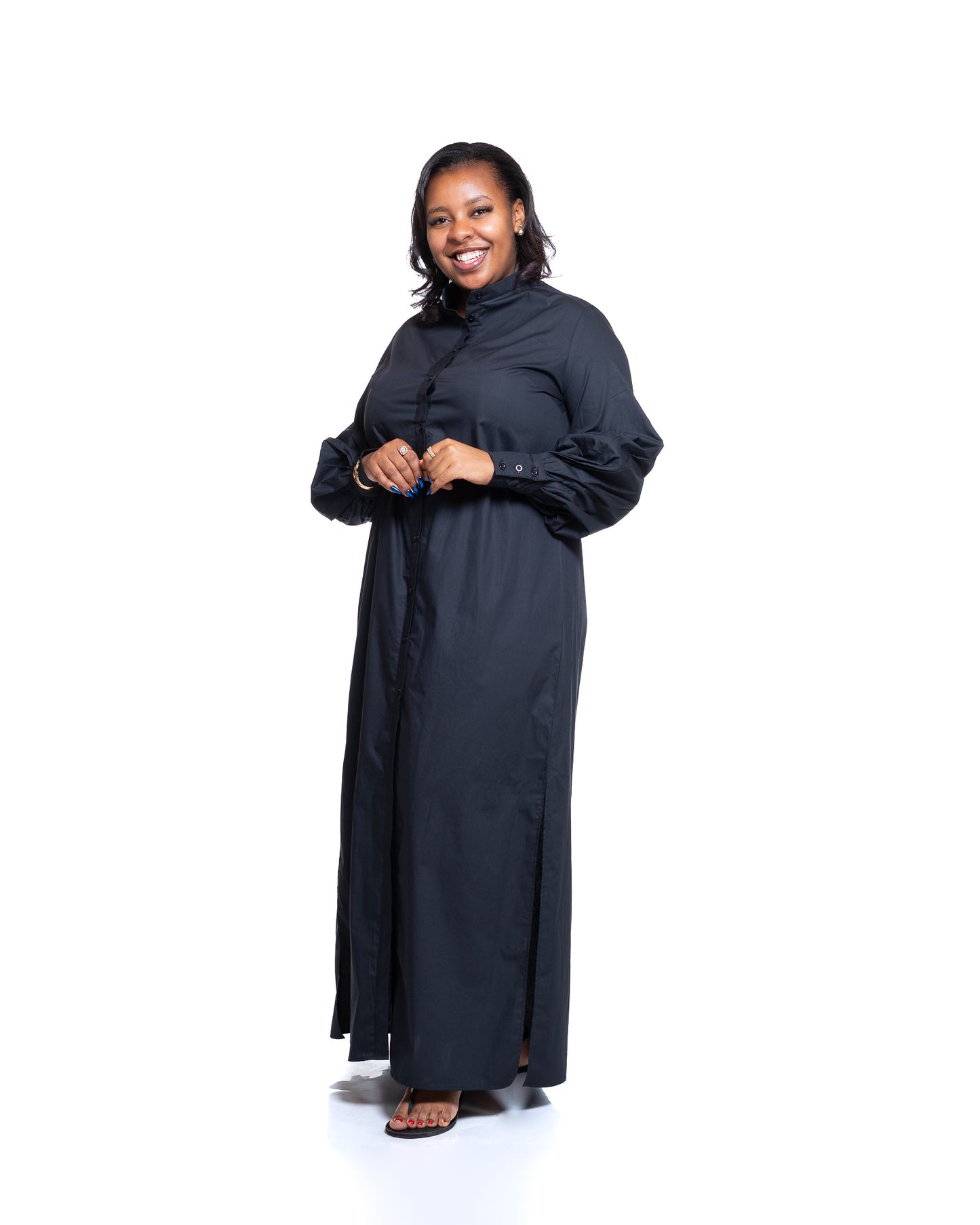 Pemba Maxi Shirt Dress In Black