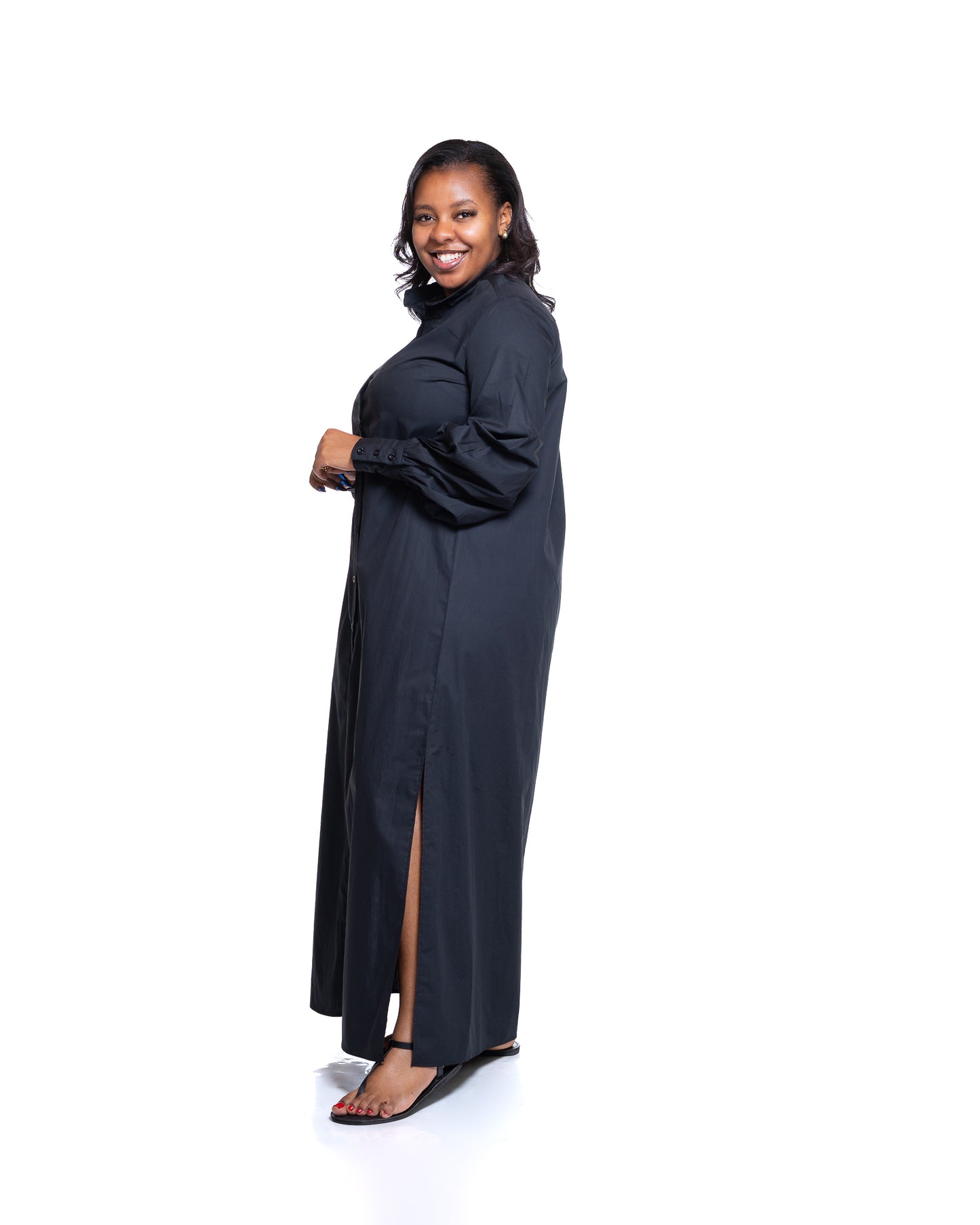 Pemba Maxi Shirt Dress In Black