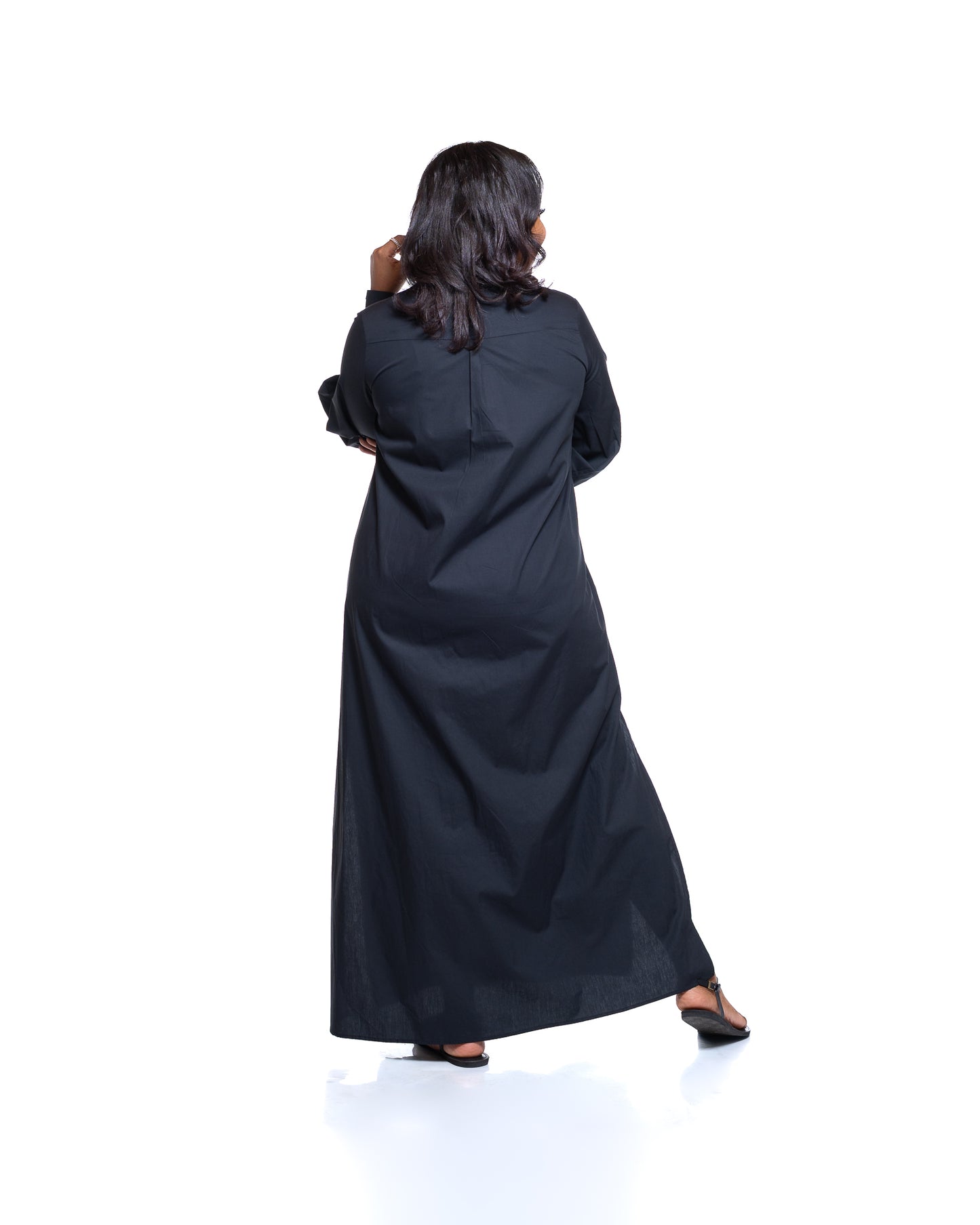 Pemba Maxi Shirt Dress In Black