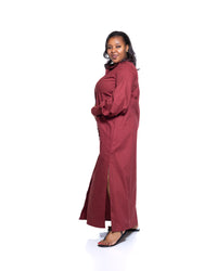 Pemba Maxi Shirt Dress In Burgundy