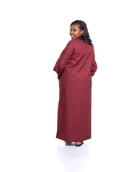 Pemba Maxi Shirt Dress In Burgundy
