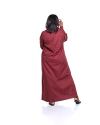 Pemba Maxi Shirt Dress In Burgundy