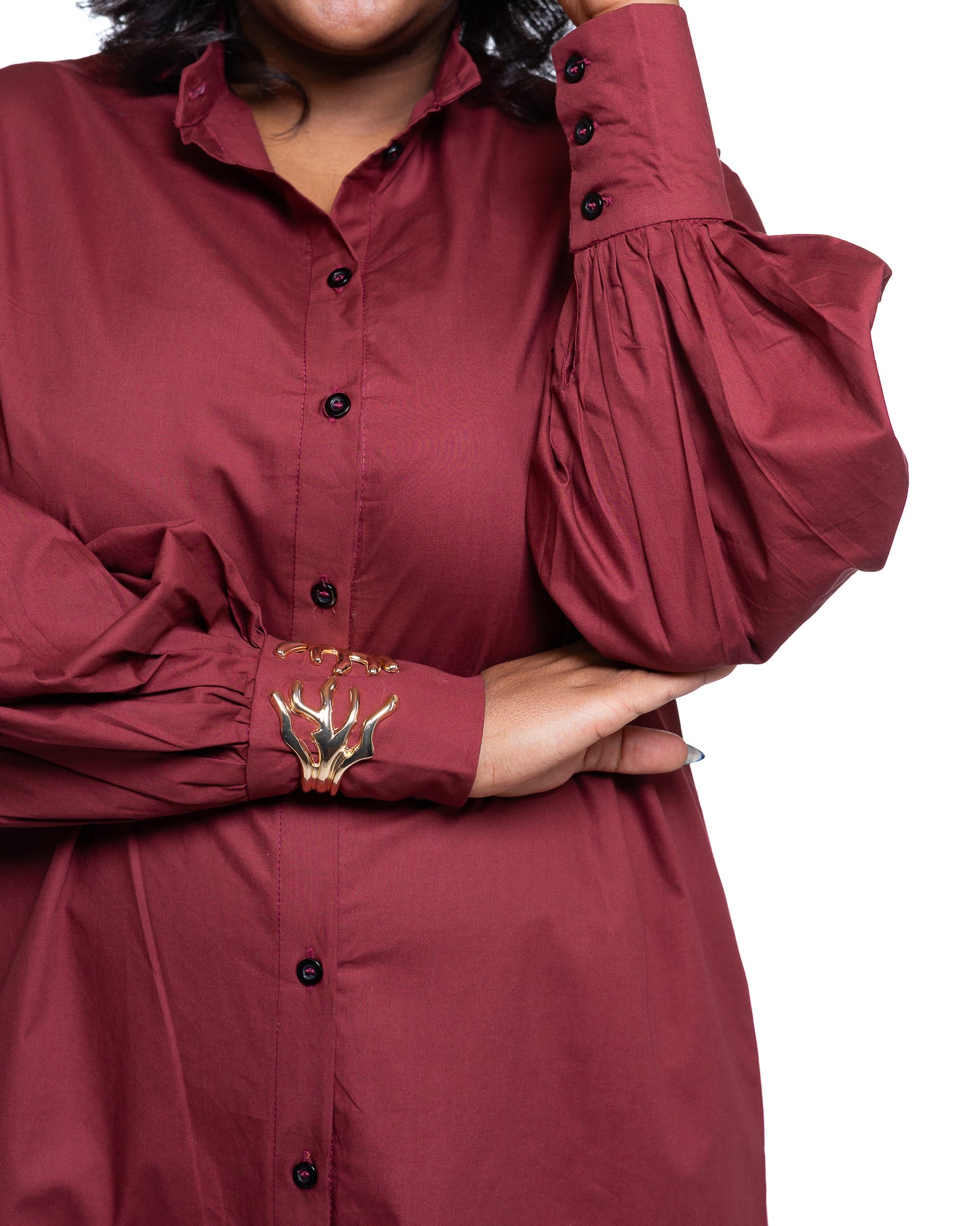 Pemba Maxi Shirt Dress In Burgundy
