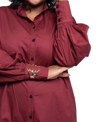 Pemba Maxi Shirt Dress In Burgundy