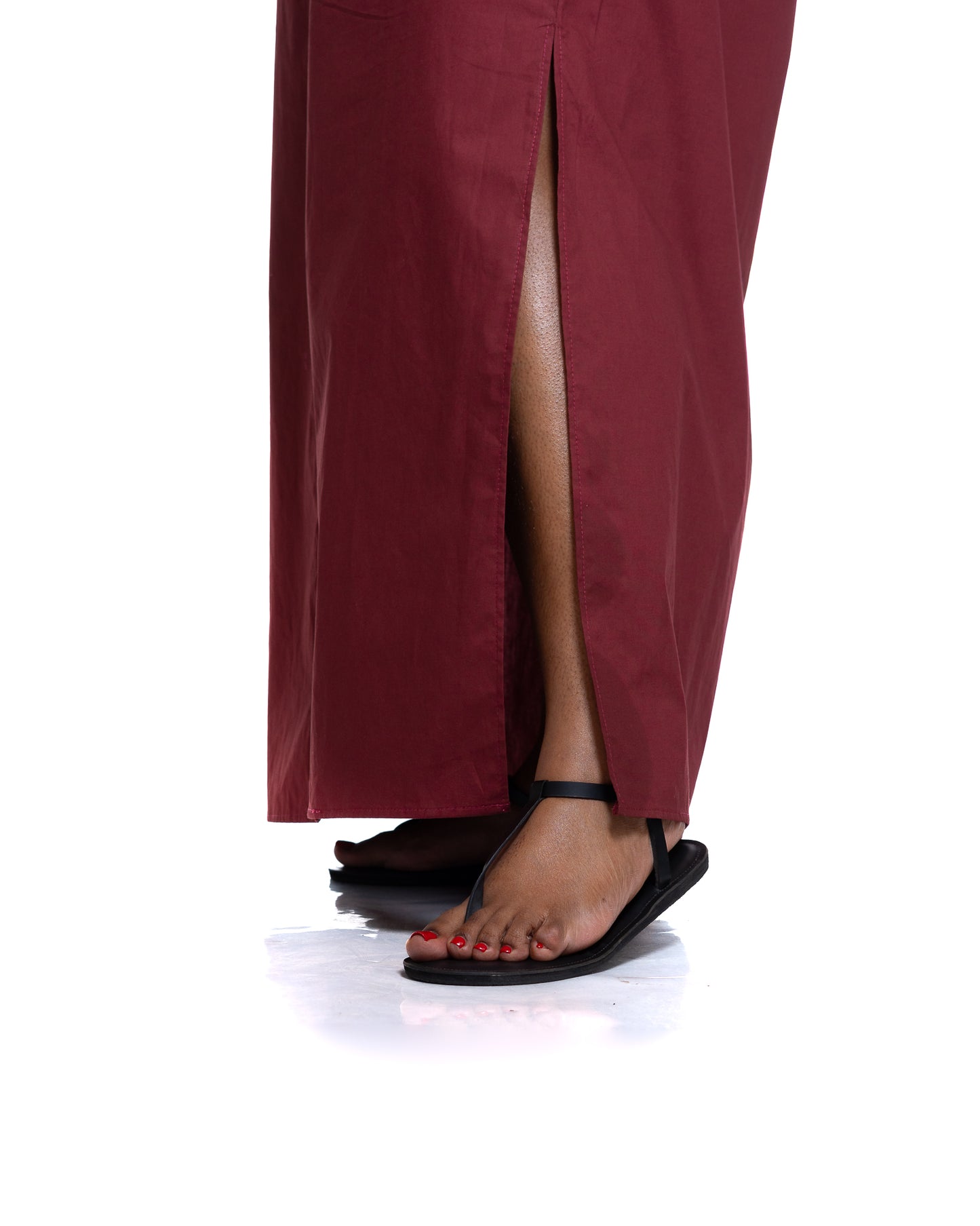 Pemba Maxi Shirt Dress In Burgundy