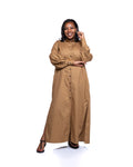 Pemba Maxi Shirt Dress In Tan