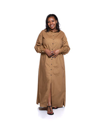 Pemba Maxi Shirt Dress In Tan