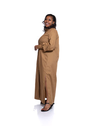 Pemba Maxi Shirt Dress In Tan