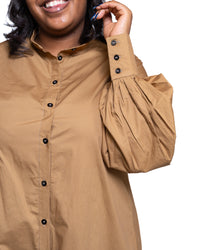 Pemba Maxi Shirt Dress In Tan