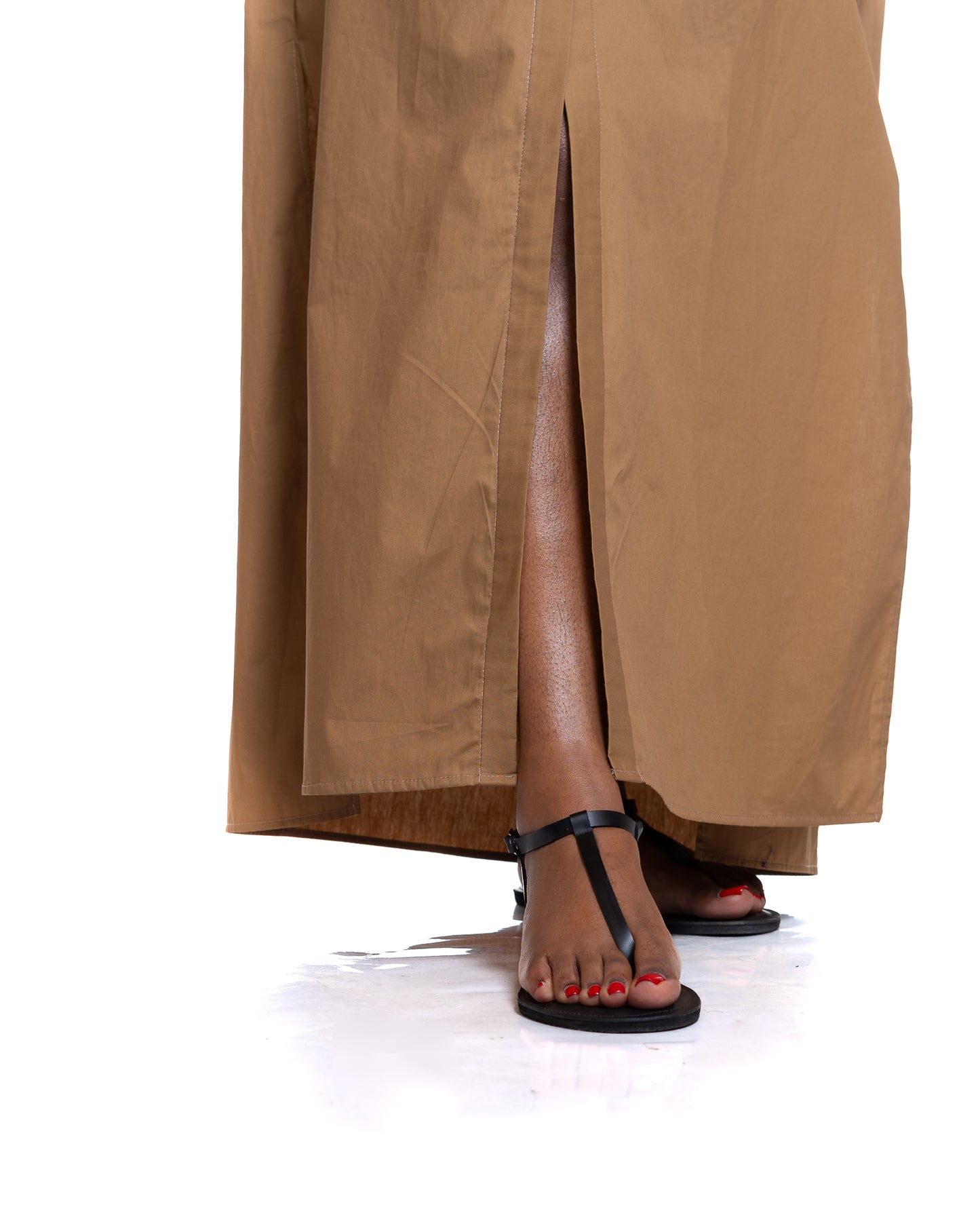 Pemba Maxi Shirt Dress In Tan