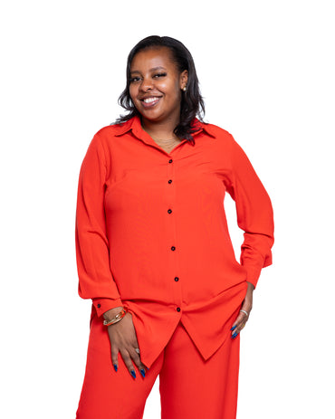 Fluid Semi-Fitted Pants in Scarlet