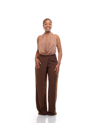 Fluid Wrap Front Pants in Choco