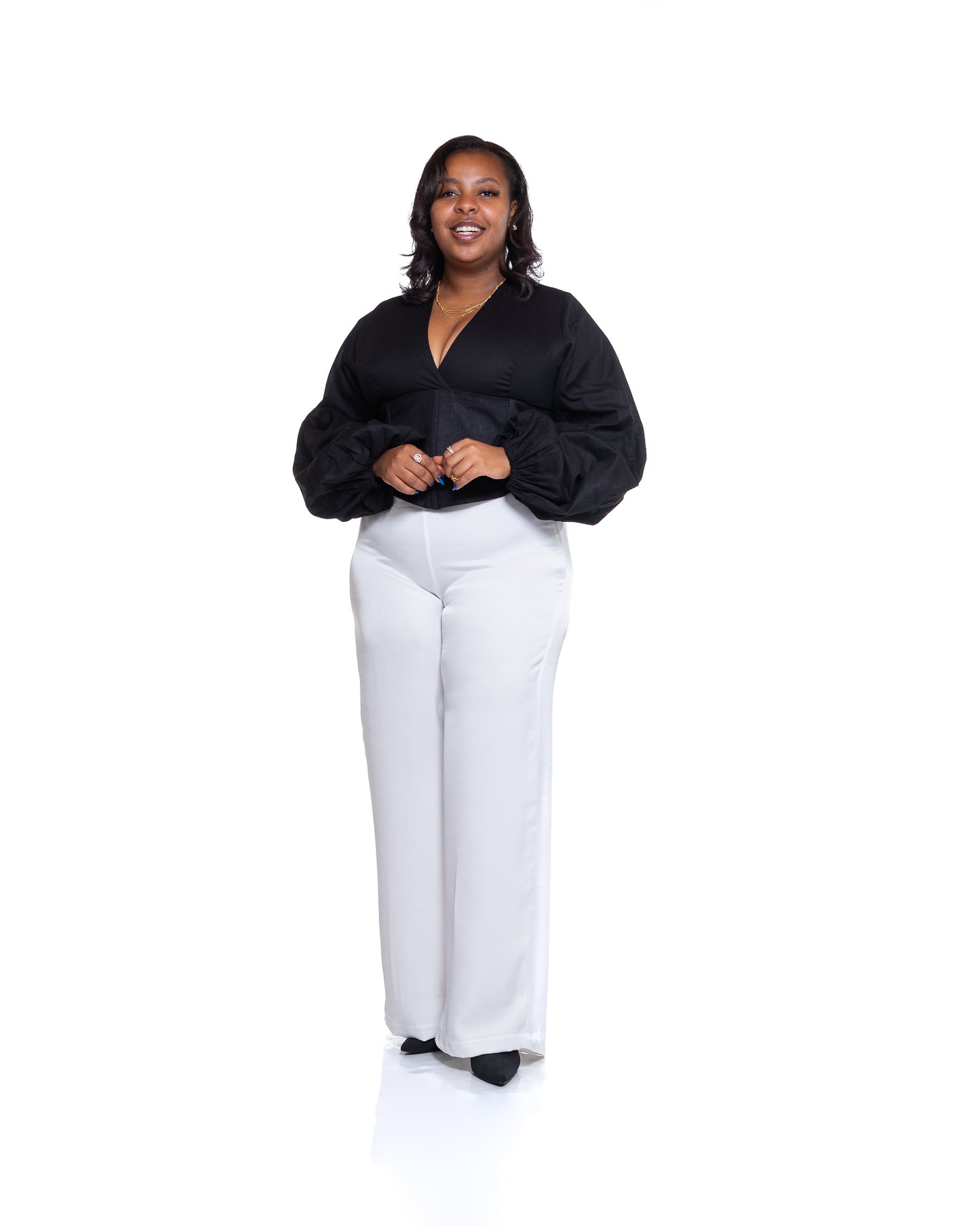 Molten Satin Wide Leg Pants in Pearl