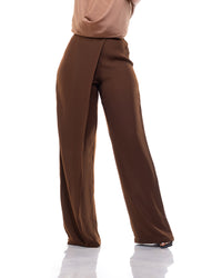 Fluid Wrap Front Pants in Choco