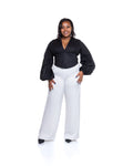 Molten Satin Wide Leg Pants in Pearl