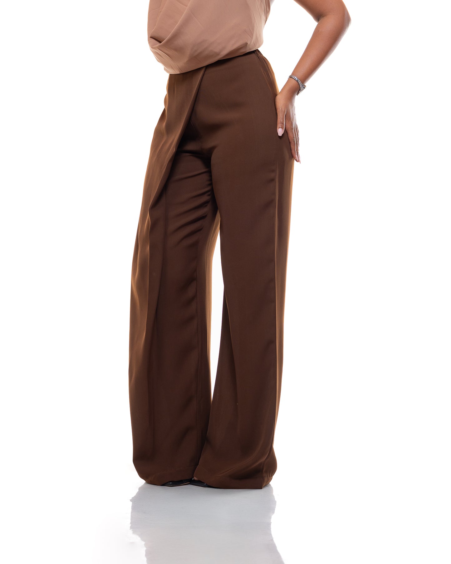 Fluid Wrap Front Pants in Choco