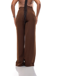 Fluid Wrap Front Pants in Choco