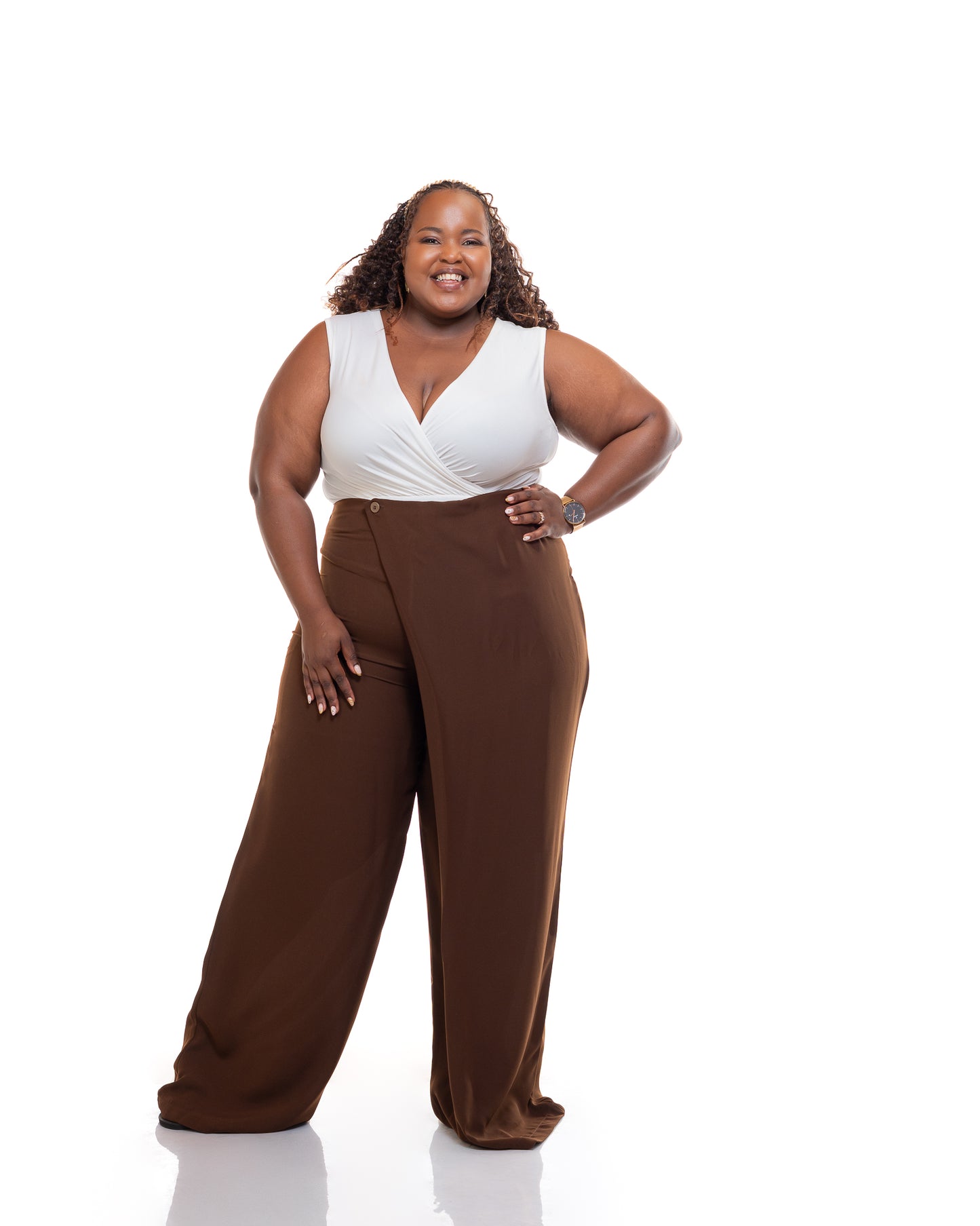 Fluid Wrap Front Pants in Choco