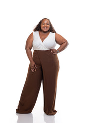 Fluid Wrap Front Pants in Choco