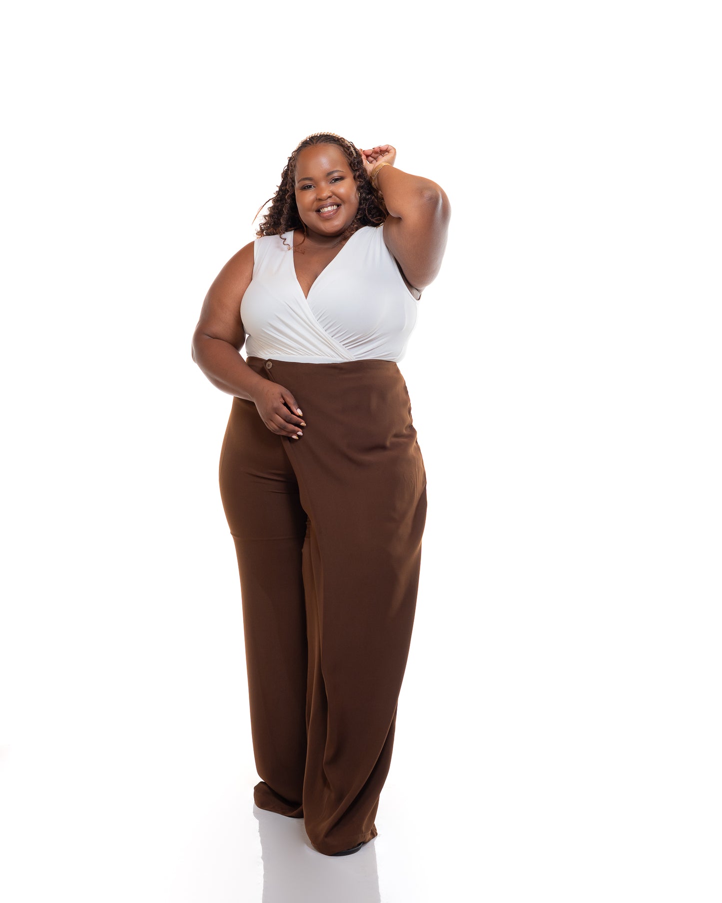Fluid Wrap Front Pants in Choco
