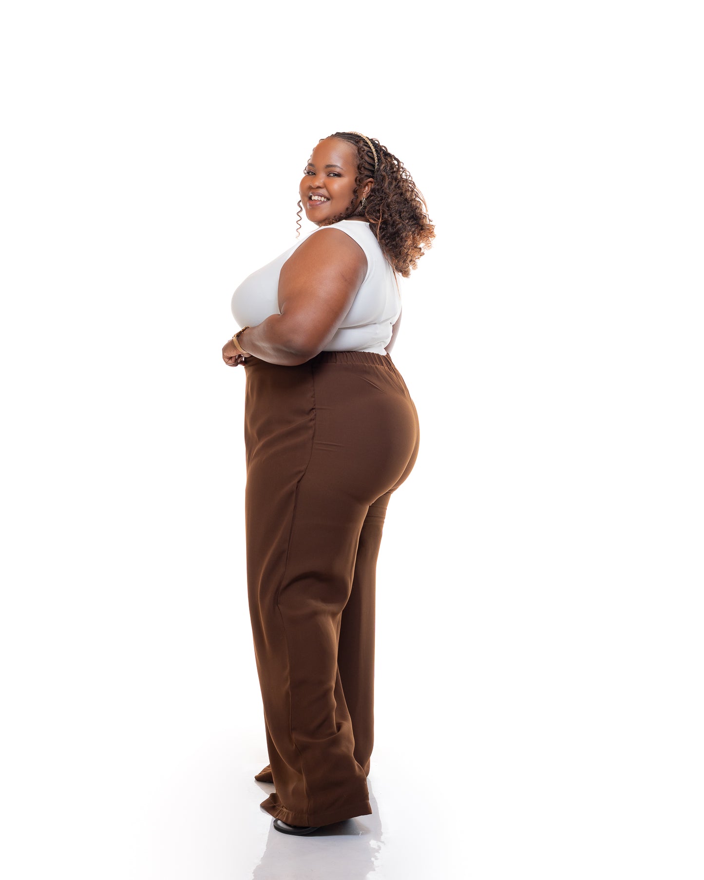 Fluid Wrap Front Pants in Choco