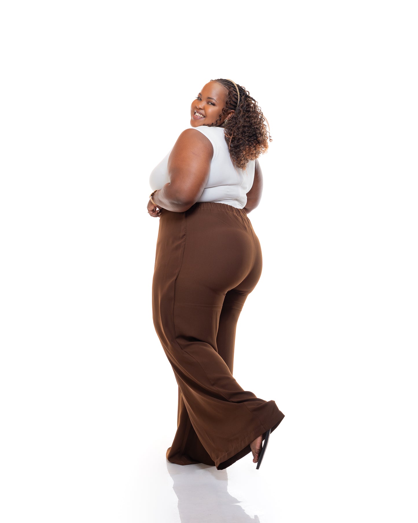 Fluid Wrap Front Pants in Choco