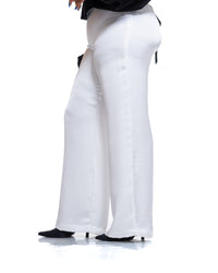 Molten Satin Wide Leg Pants in Pearl
