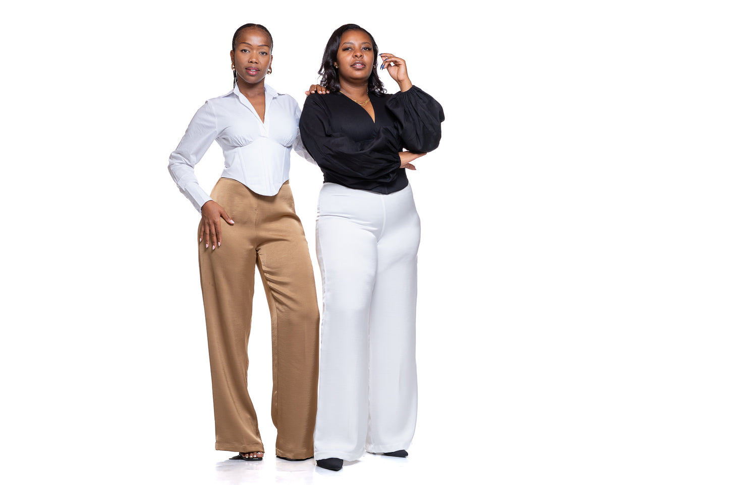 Molten Satin Wide Leg Pants in Pearl