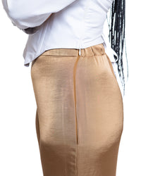 Molten Satin Wide Leg Pants in Tan