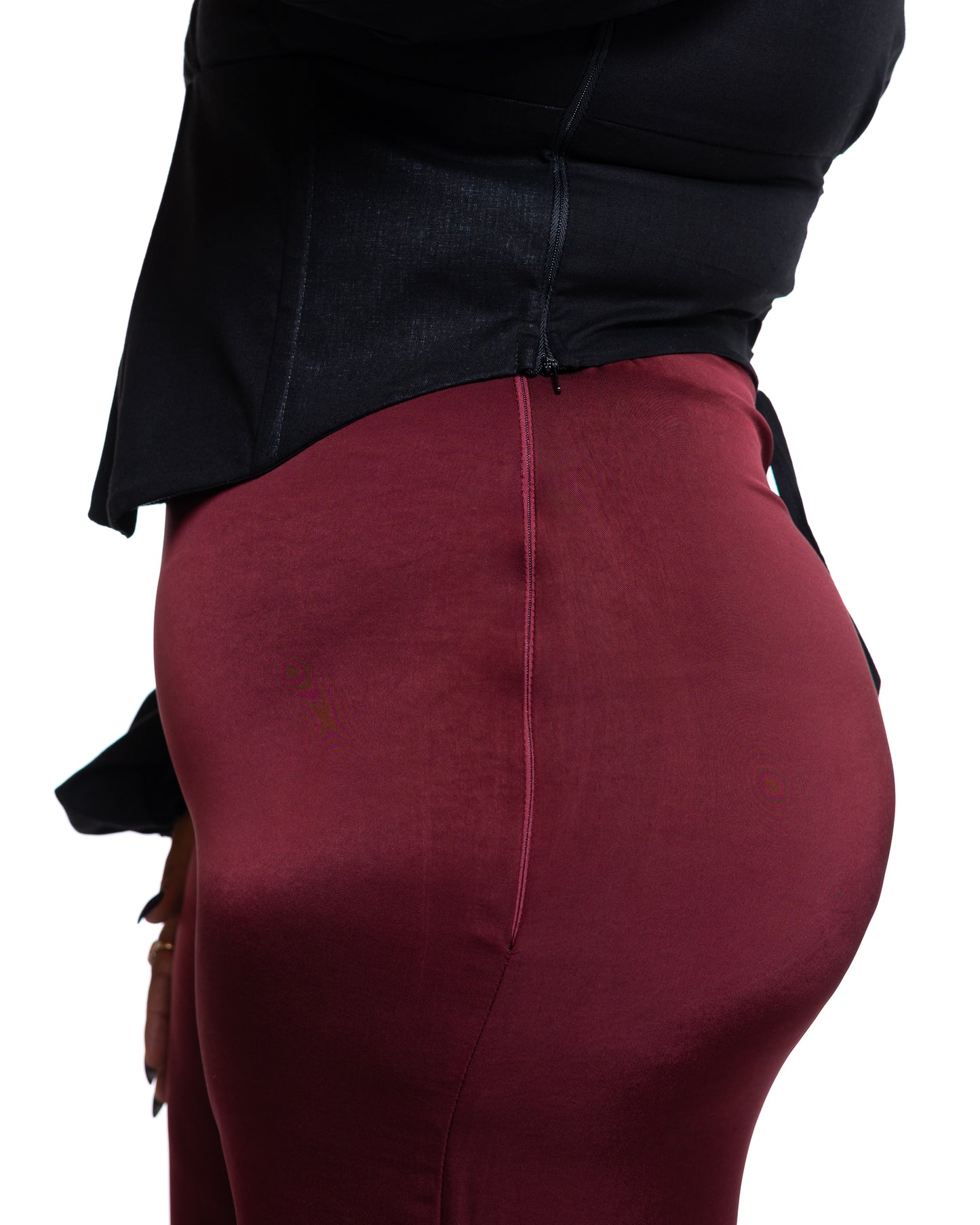 Molten Satin Wide Leg Pants in Burgundy
