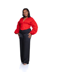 Molten Satin Wide Leg Pants in Midnight