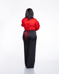 Molten Satin Wide Leg Pants in Midnight