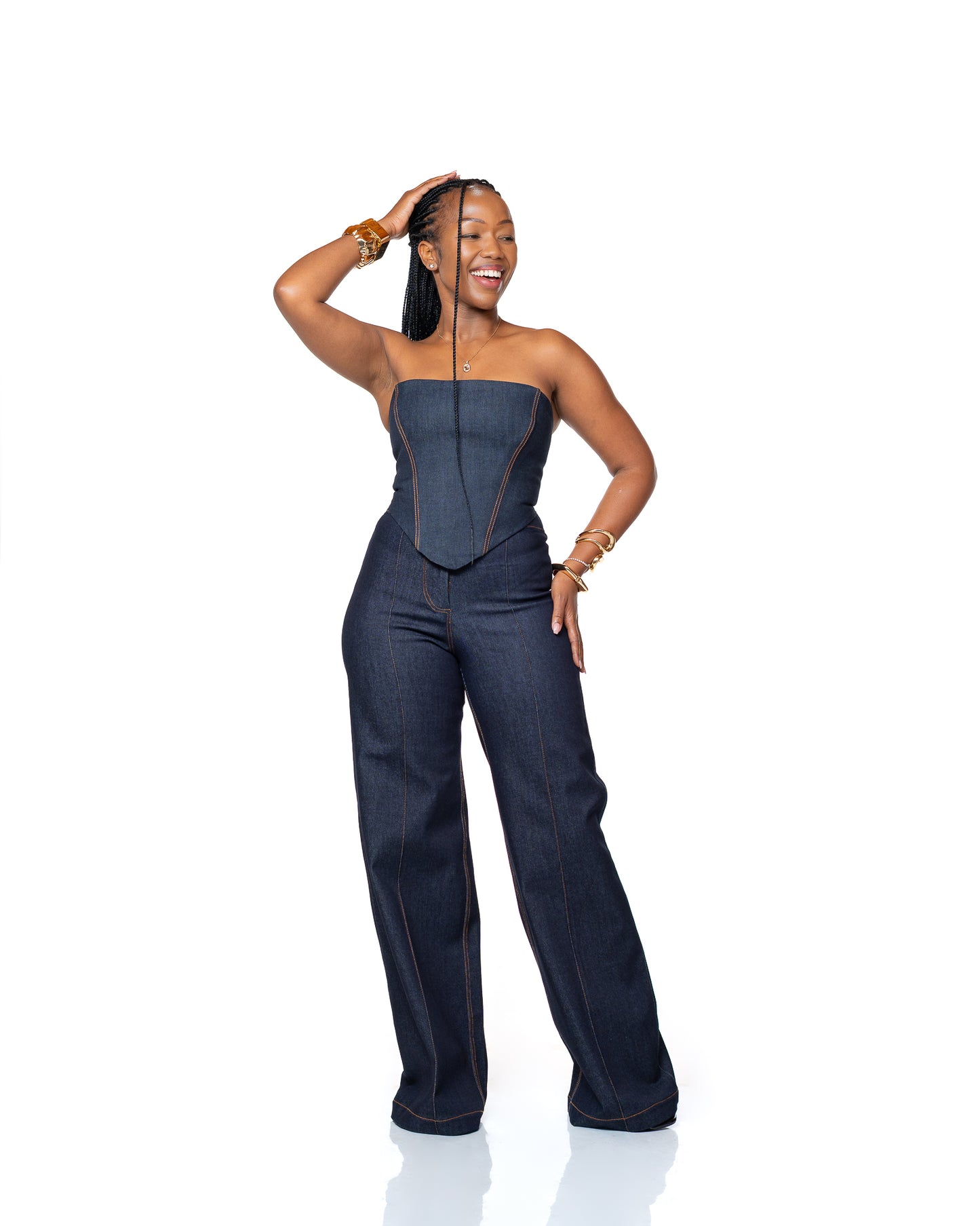 Deepwater Denim Wide-Leg Pants