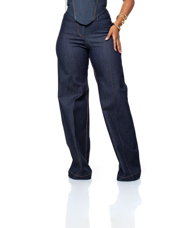 Deepwater Denim Wide-Leg Pants