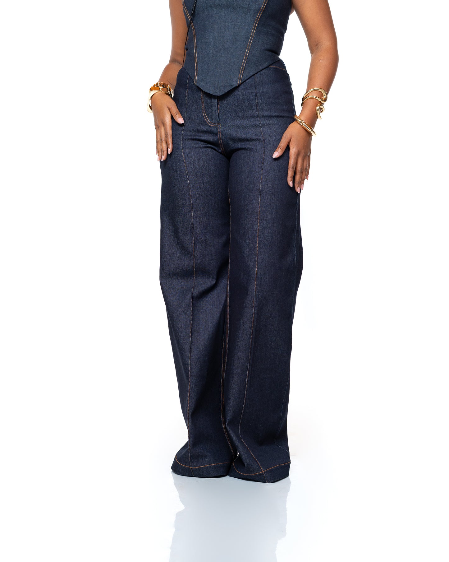 Deepwater Denim Wide-Leg Pants