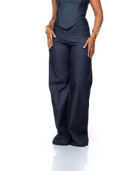 Deepwater Denim Wide-Leg Pants