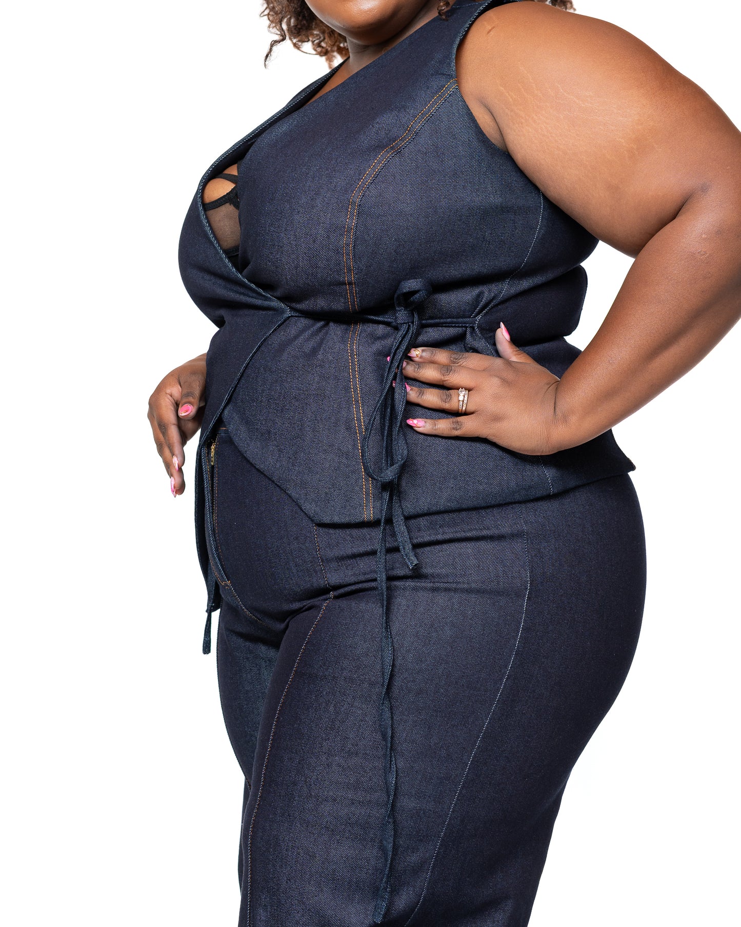 Deepwater Denim Wrap Top