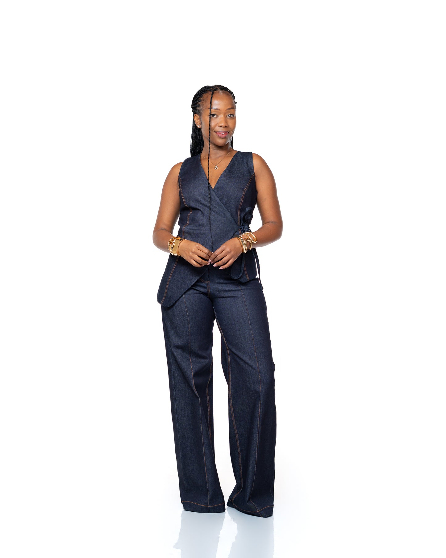 Deepwater Denim Wrap Top