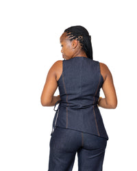 Deepwater Denim Wrap Top