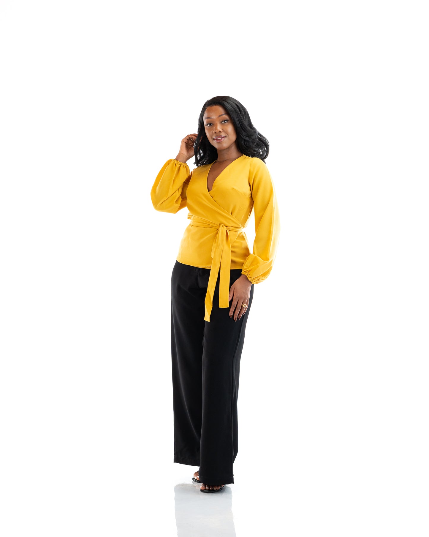Kaya Wrap Top in Mustard