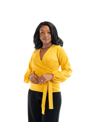 Kaya Wrap Top in Mustard