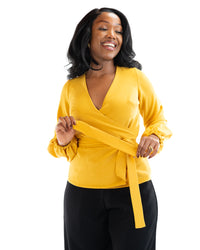 Kaya Wrap Top in Mustard