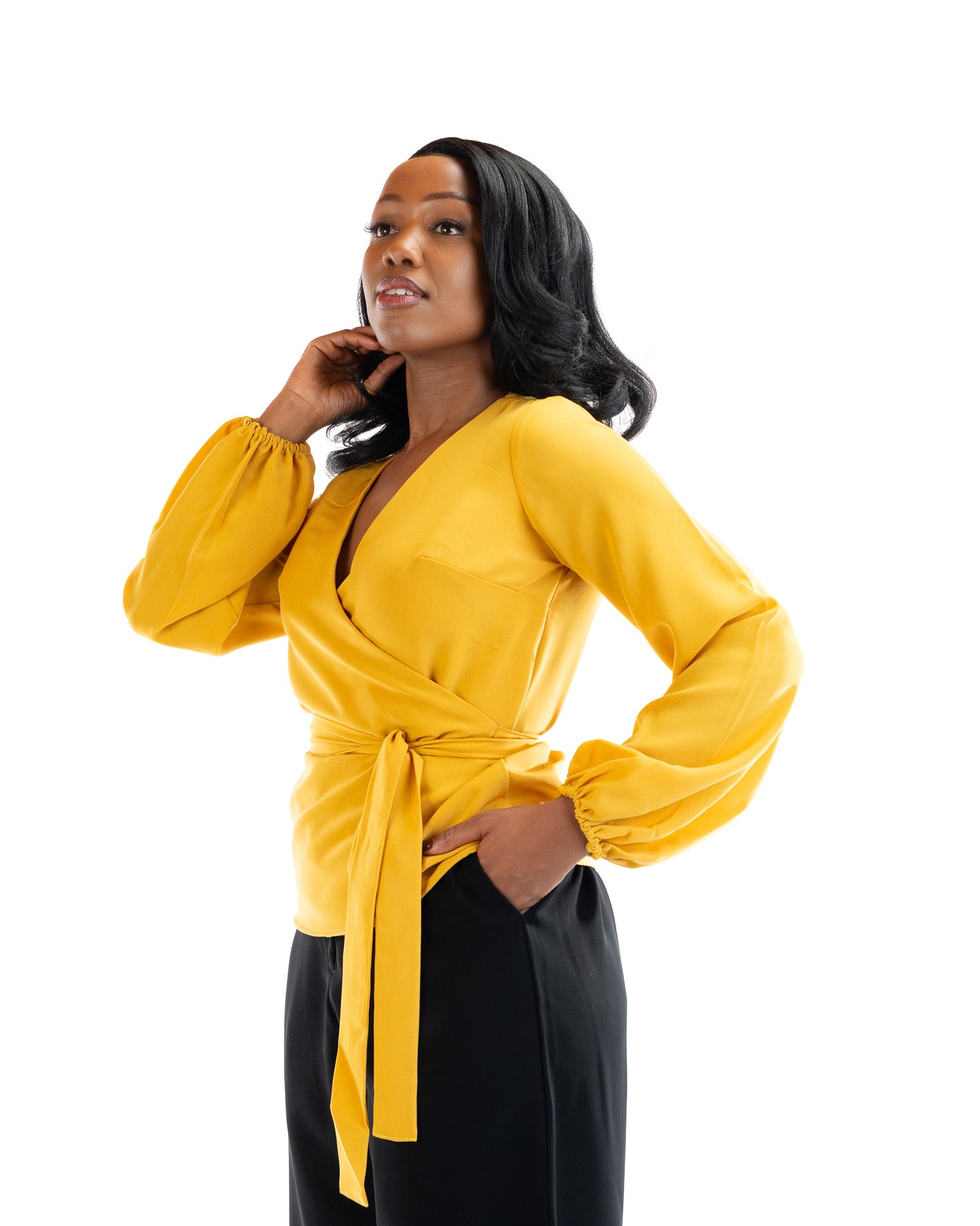 Kaya Wrap Top in Mustard