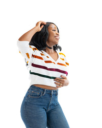 Riviera Stripe Knit Top In White
